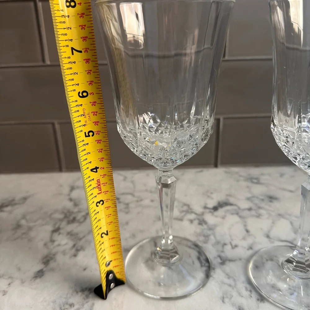 Vintage Delicate Cut Crystal Stemmed Glasses Set Of 2 - Wine or Water Goblets